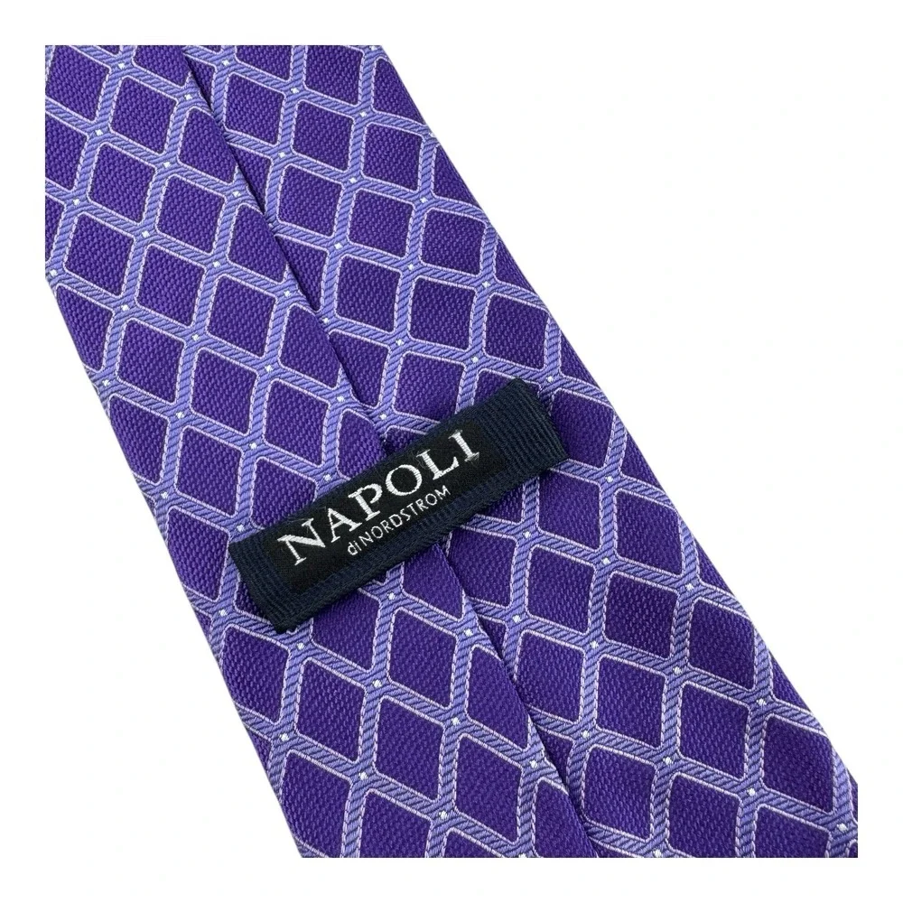 Napoli di Nordstrom‎ Designer Silk Neck Tie Purple Diamond Check